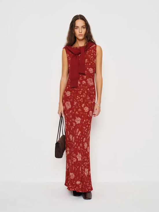 Reformation Dresses & Skirts - Sleeveless Floral Maxi Dress in Deep Red